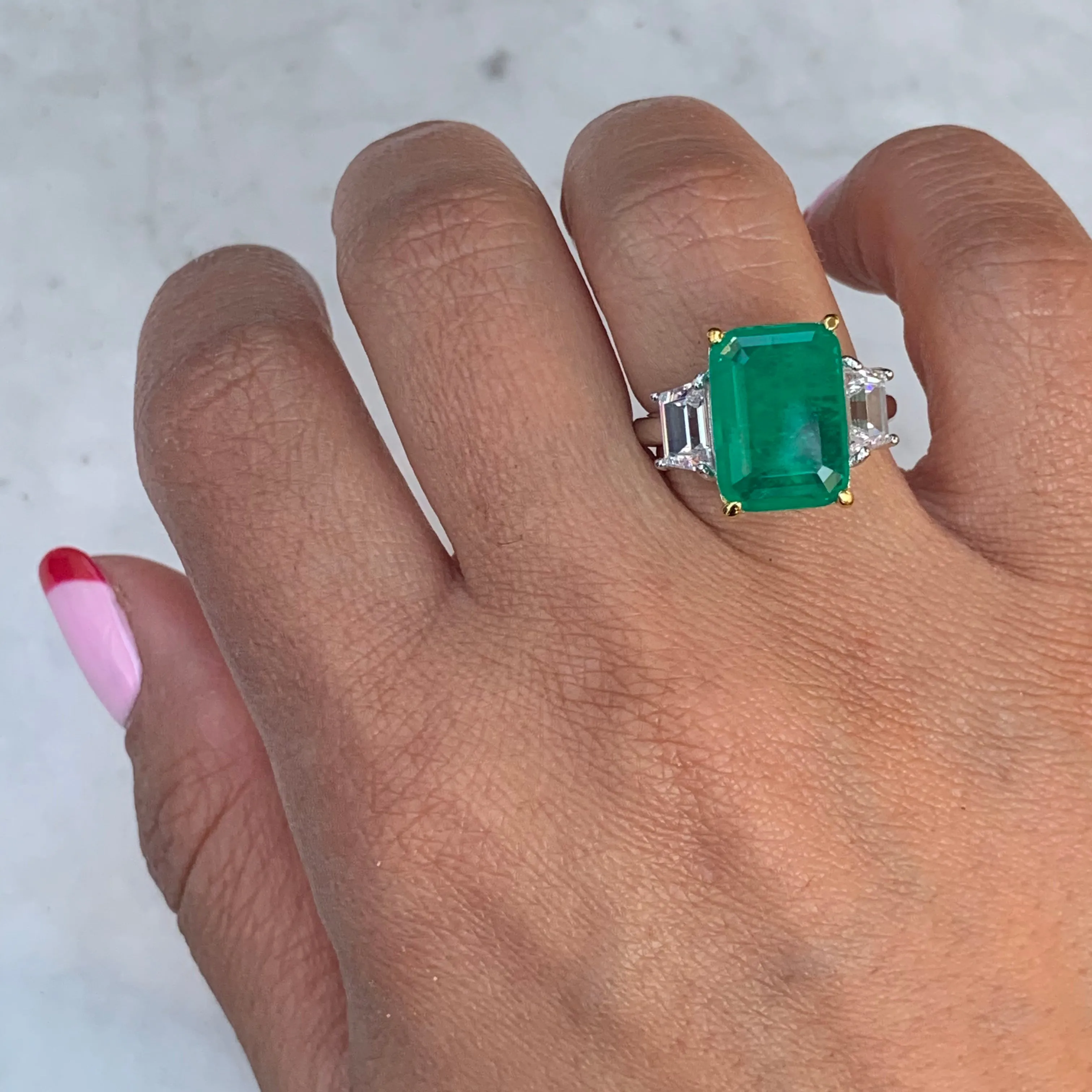 Sterling silver large emerald with trapezoid sides