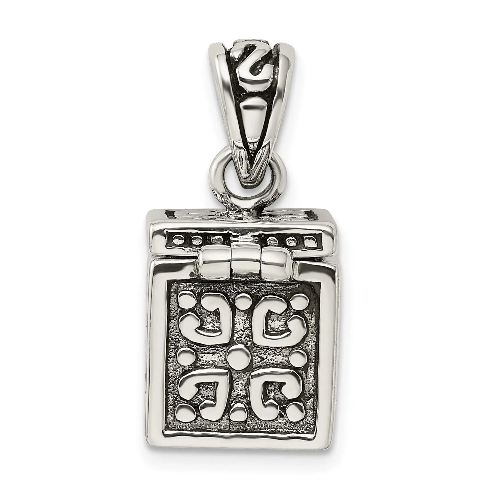 Sterling Silver Square Prayer Box Pendant