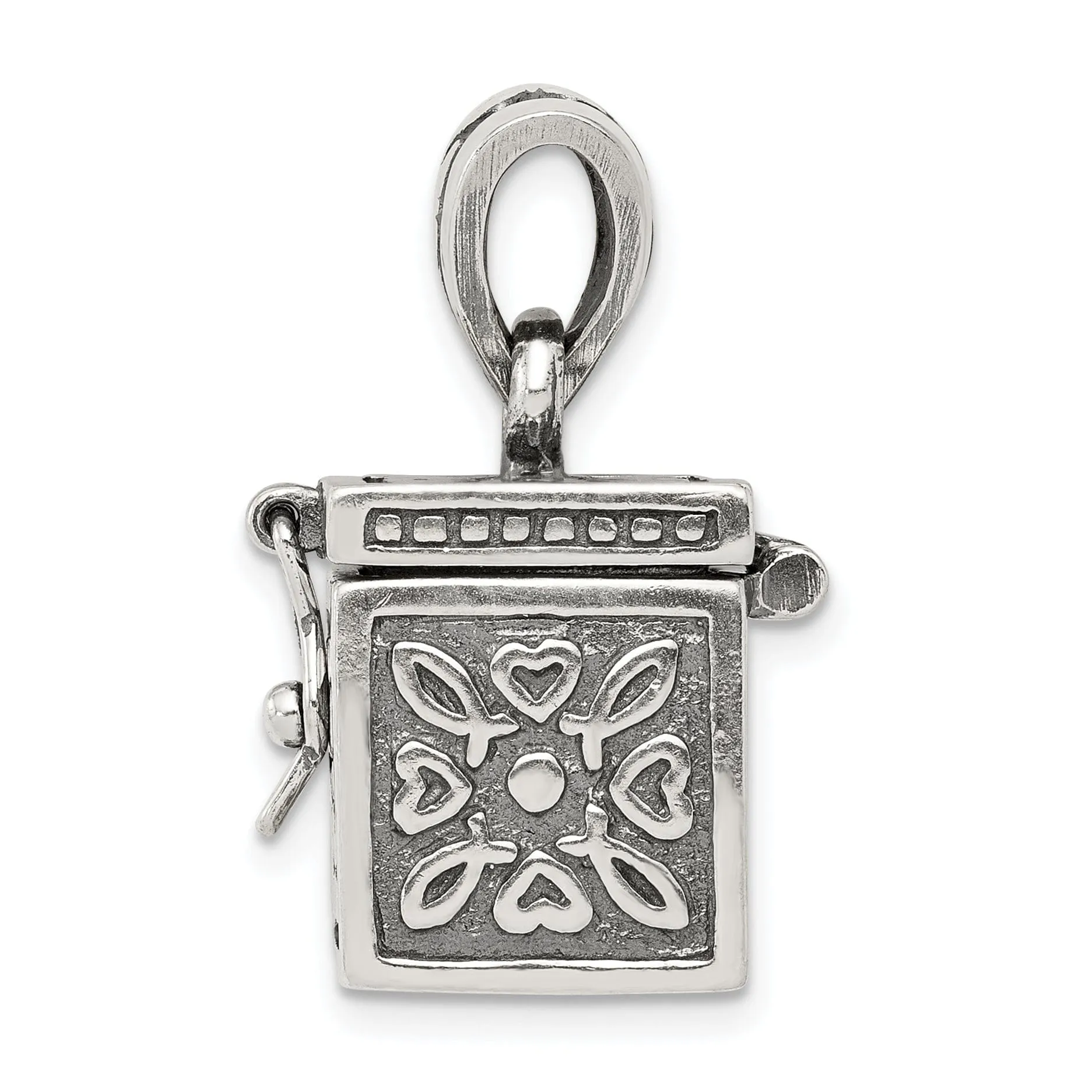 Sterling Silver Square Prayer Box Pendant