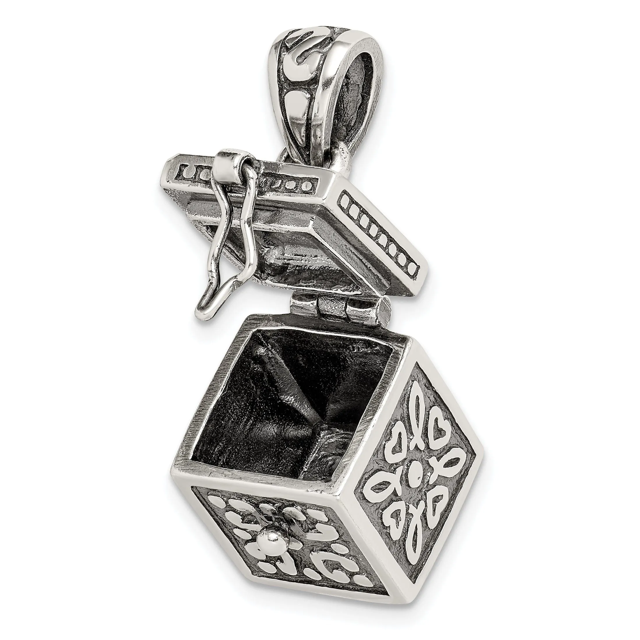 Sterling Silver Square Prayer Box Pendant