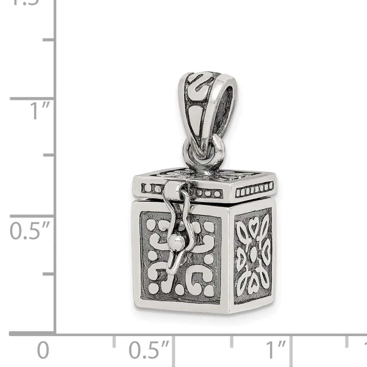 Sterling Silver Square Prayer Box Pendant