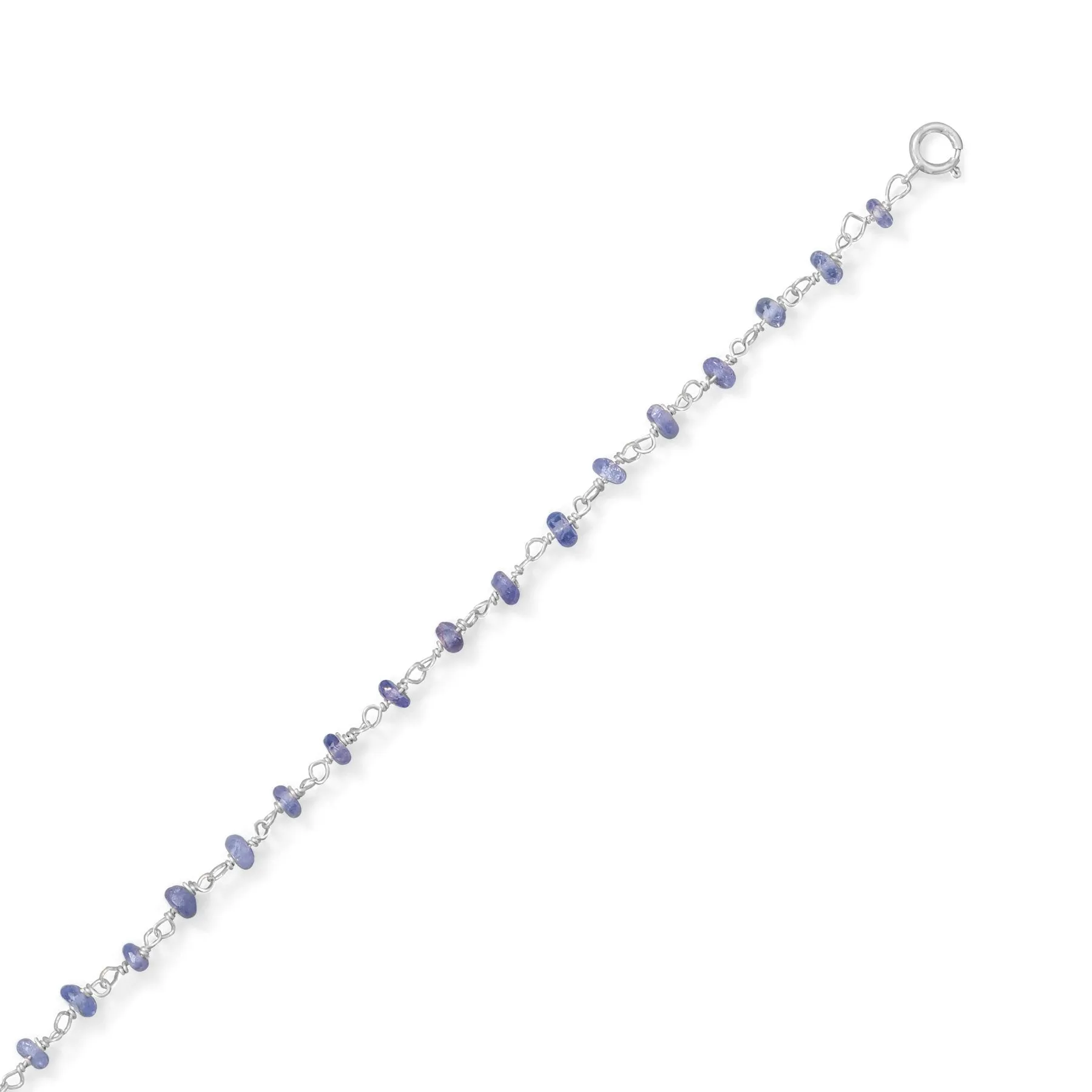 Sterling Silver Tanzanite Bead Anklet