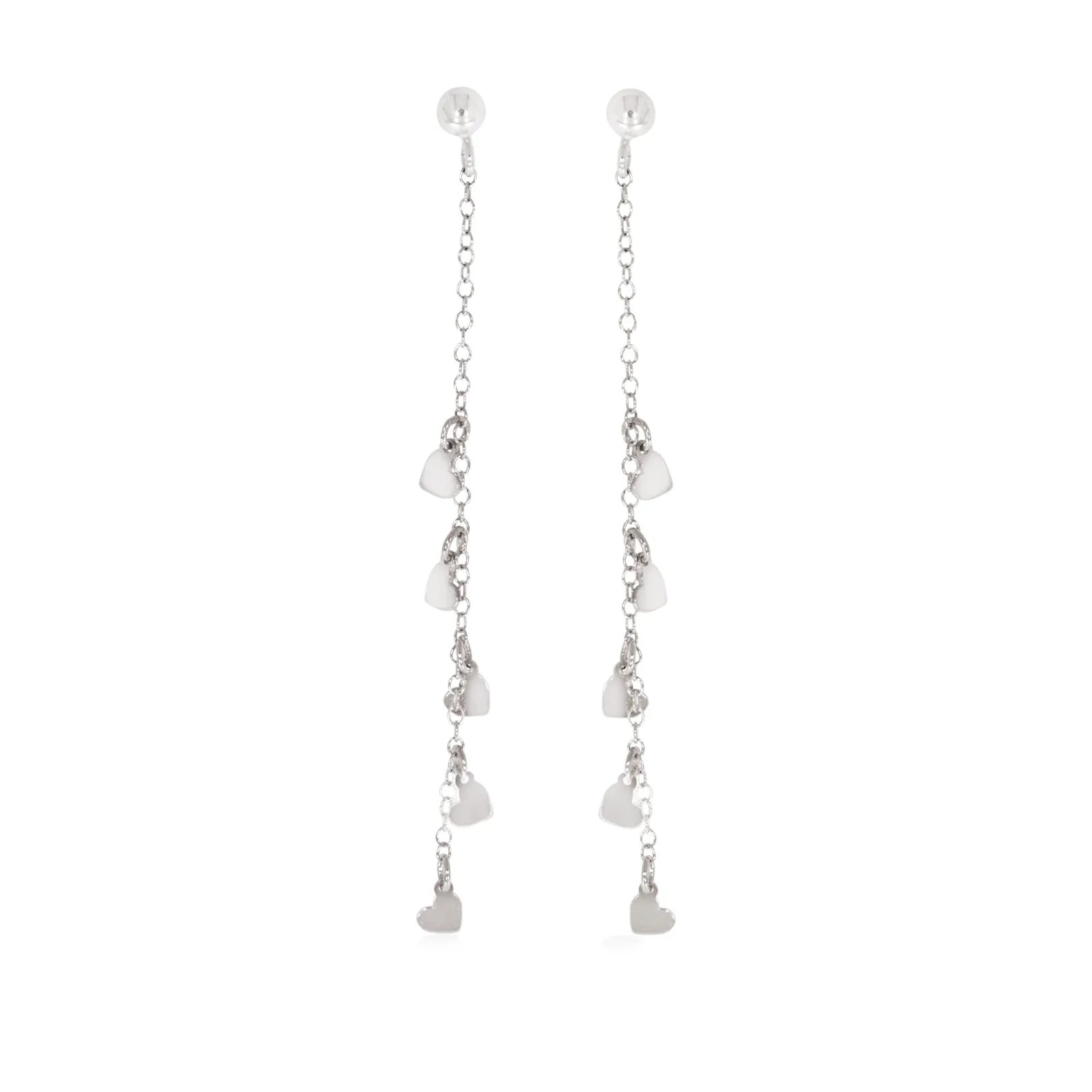 Sterling SilverHanging Hearts Drop Earrings