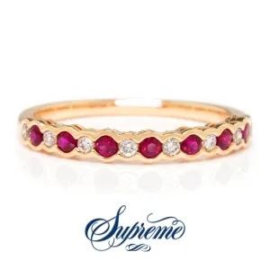 Supreme Ruby & Diamond Wedding Band Stackable Rose Gold