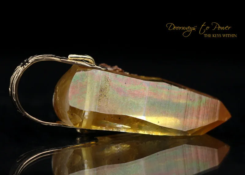 Tangerine Lemurian Light Language Record Keeper Pendant 14k