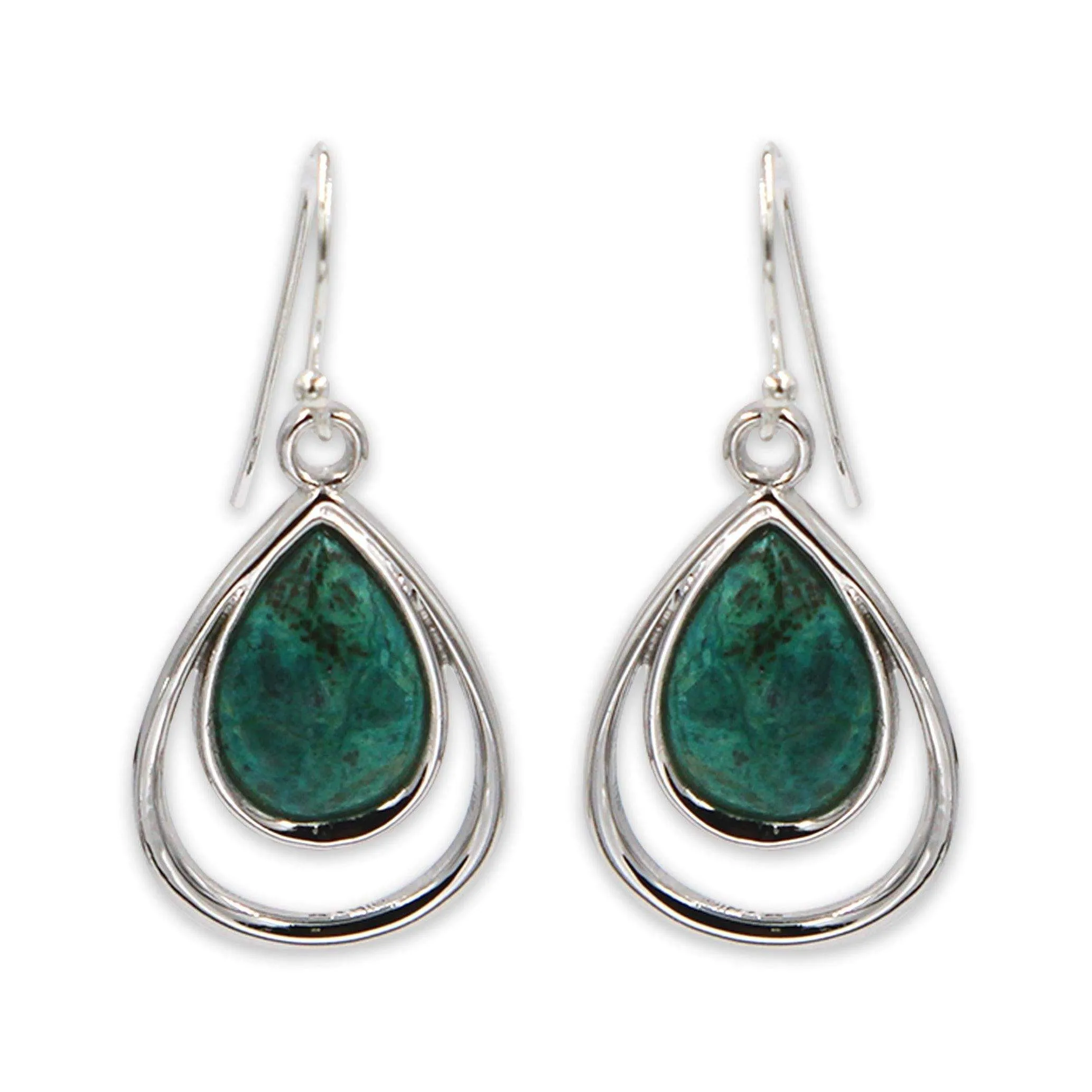 Tear drop silver earring- Turquoise