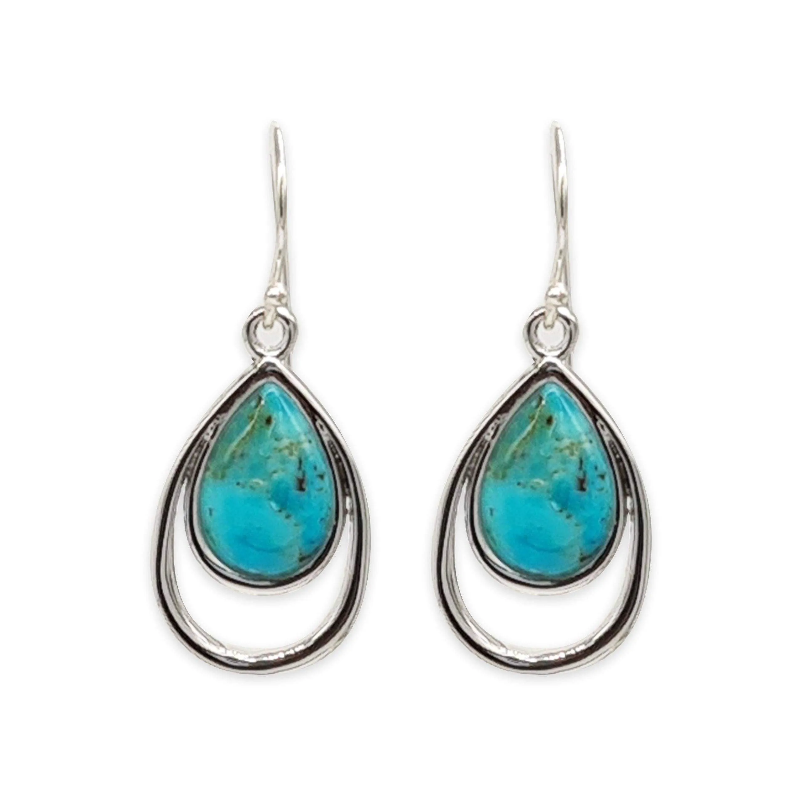 Tear drop silver earring- Turquoise