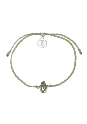 Tiger Frame Peridot Crystal Silver Bracelet- Green/Cream