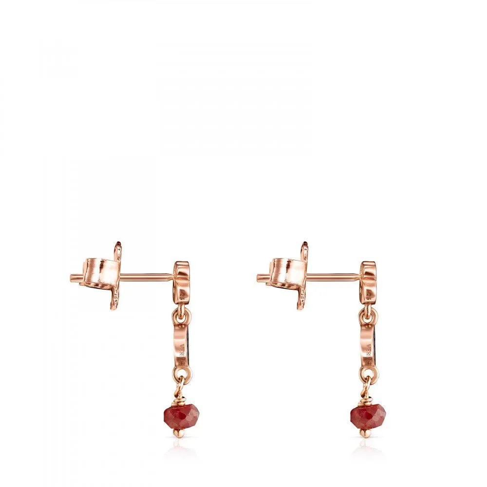 Tous  Short rose Gold Vermeil Motif Earrings with Spinels and Ruby 914933590