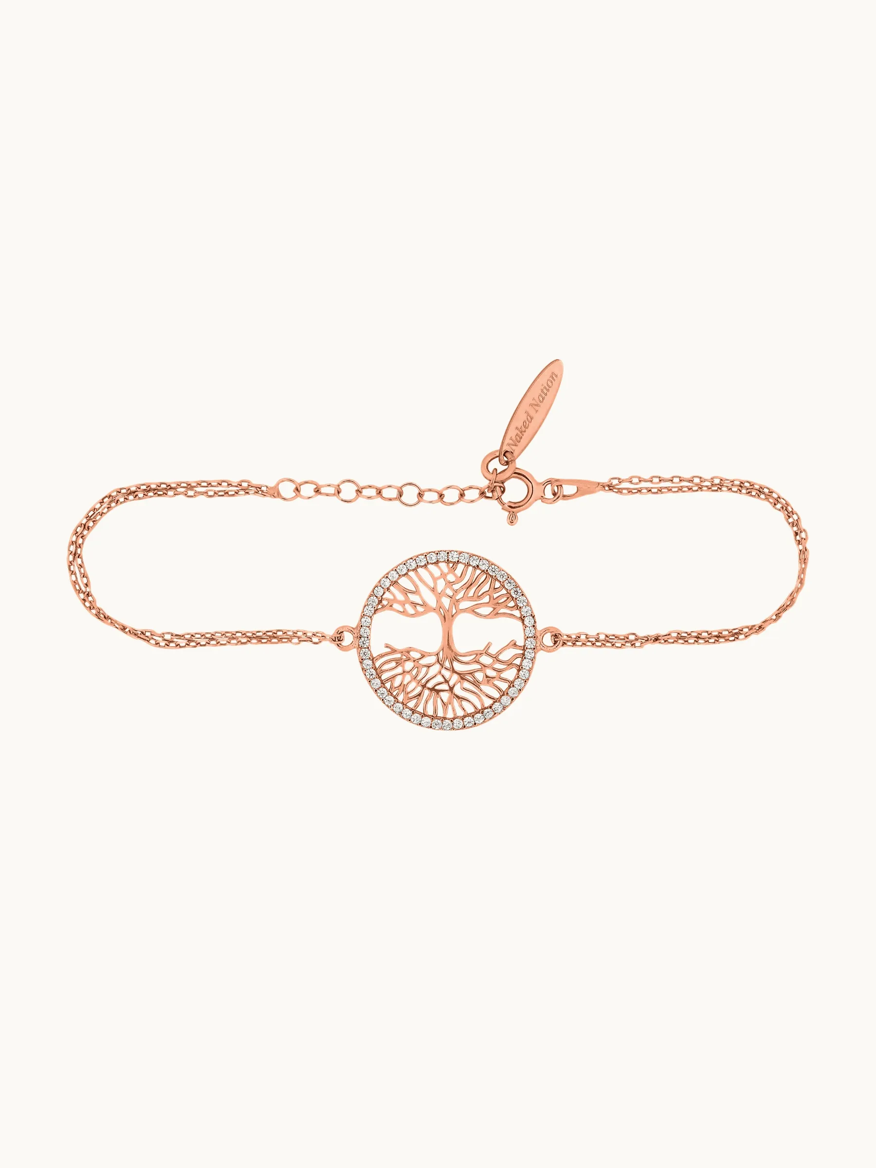 Tree of Life Rose Gold with Crystals, Sterling Silver & Family tree Bracelet