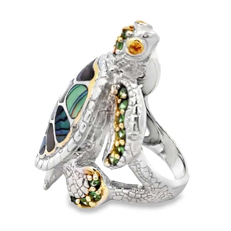 Turtle Ring Sterling and 18Kt