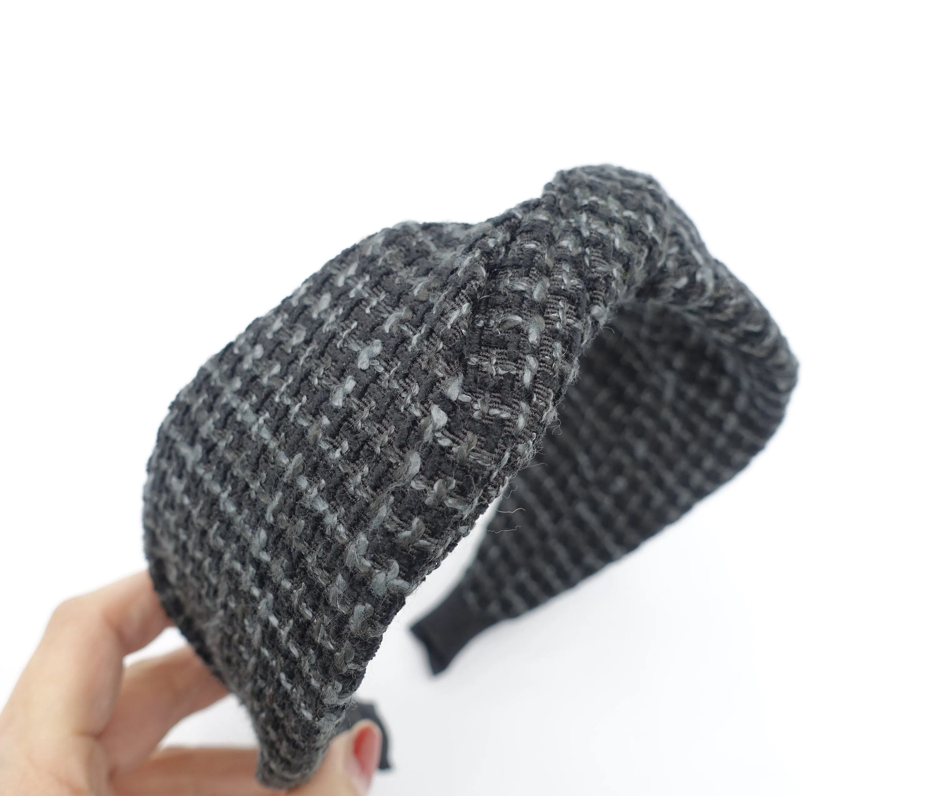 tweed waffle pattern headband twist hairband Fall Winter stylish hair accessory for women