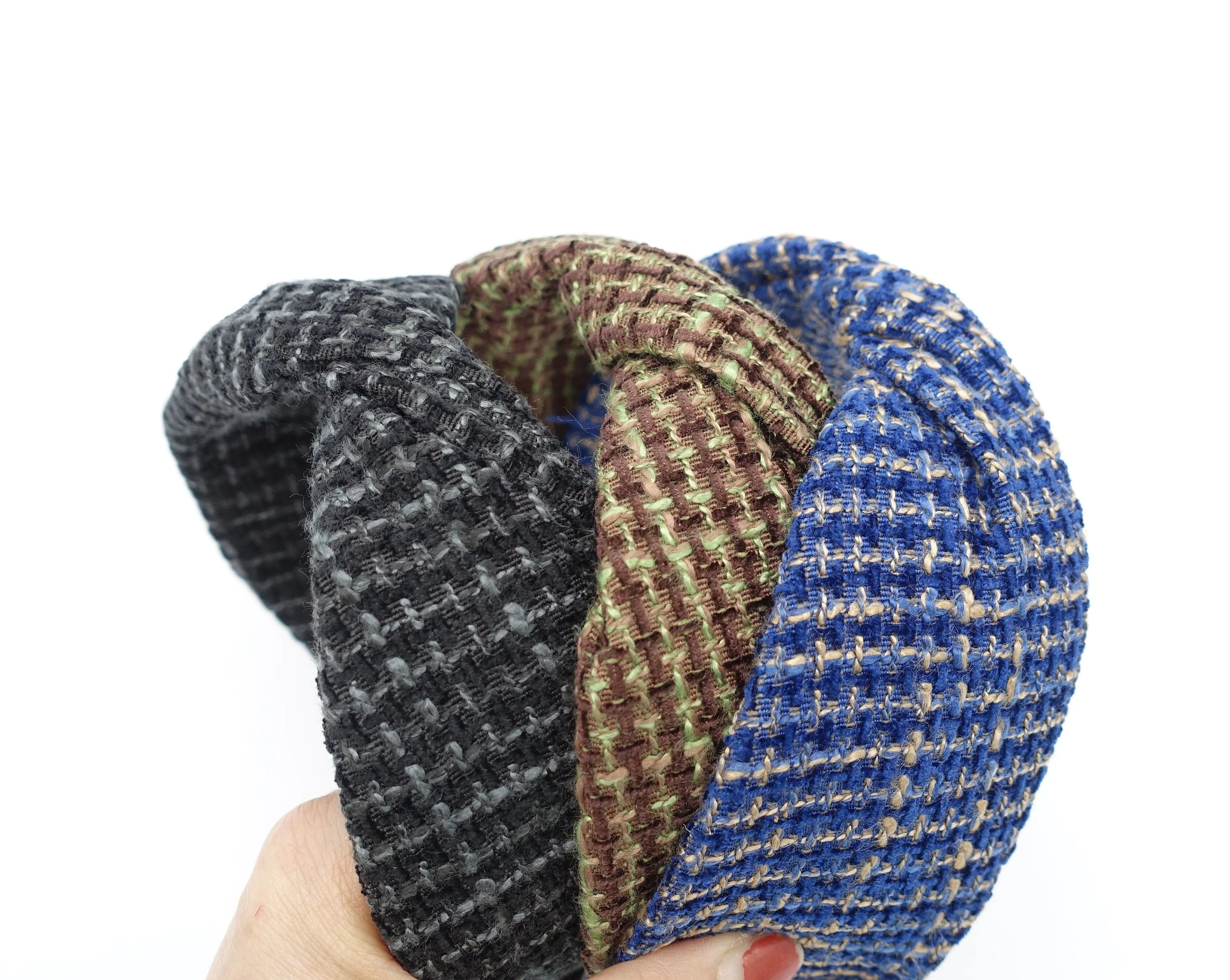 tweed waffle pattern headband twist hairband Fall Winter stylish hair accessory for women