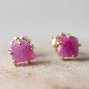 Variance Objects Small Ruby 14K Gold Stud Earrings