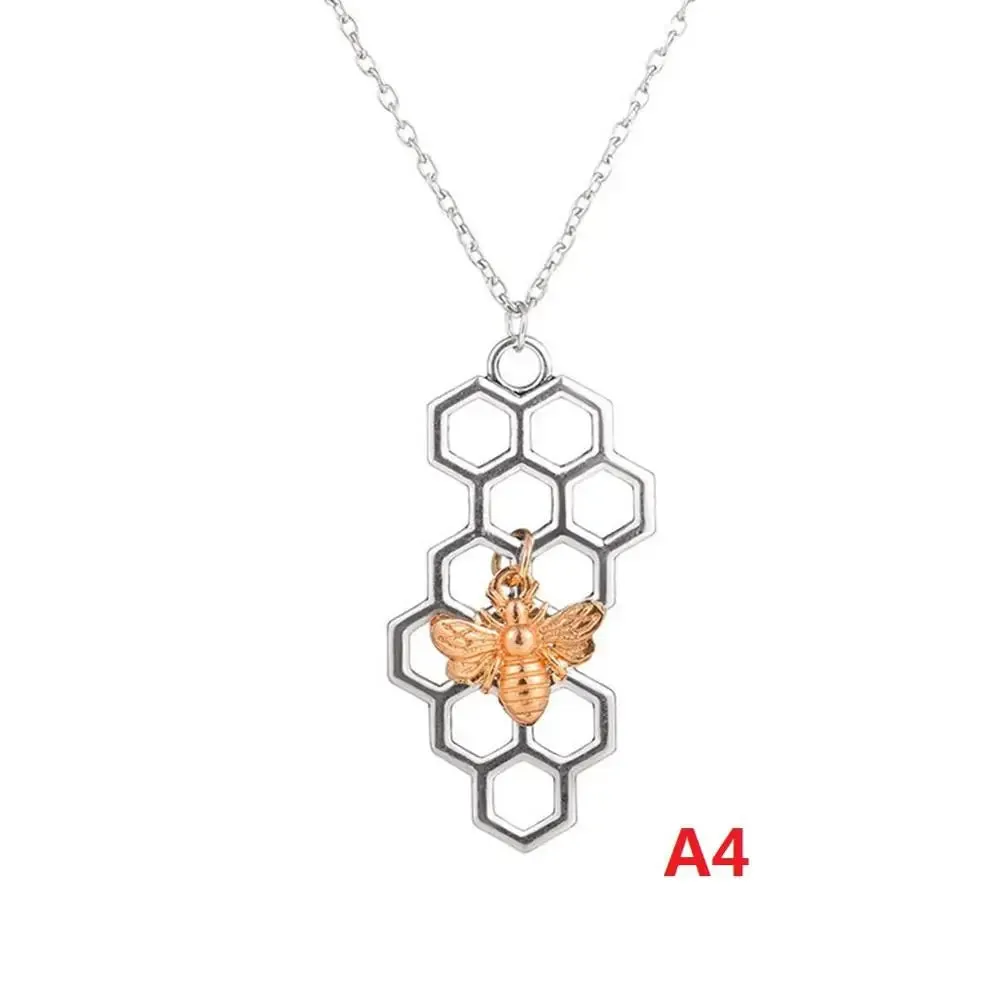 Vertical Honeycomb Pendant With Bee And Chain