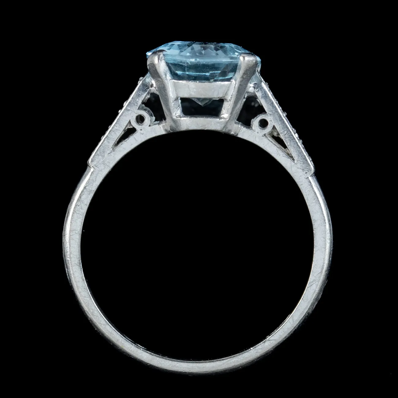 Vintage Aquamarine Diamond Ring 3.8ct Aqua