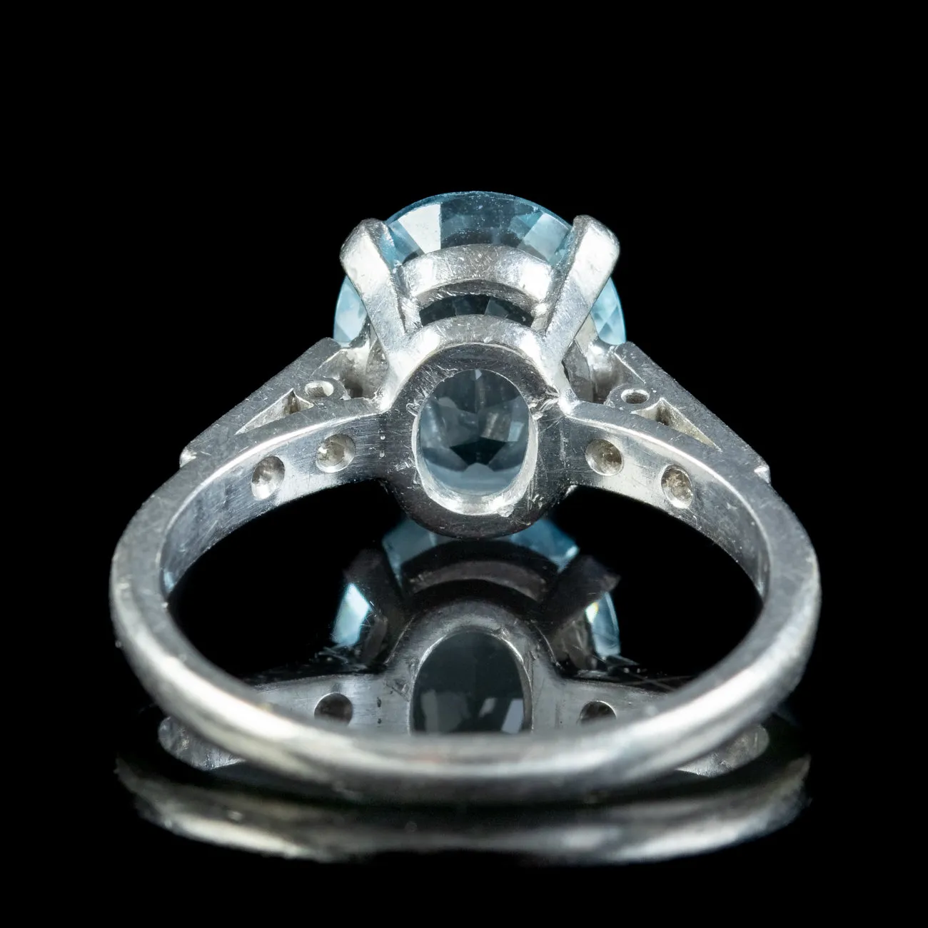 Vintage Aquamarine Diamond Ring 3.8ct Aqua