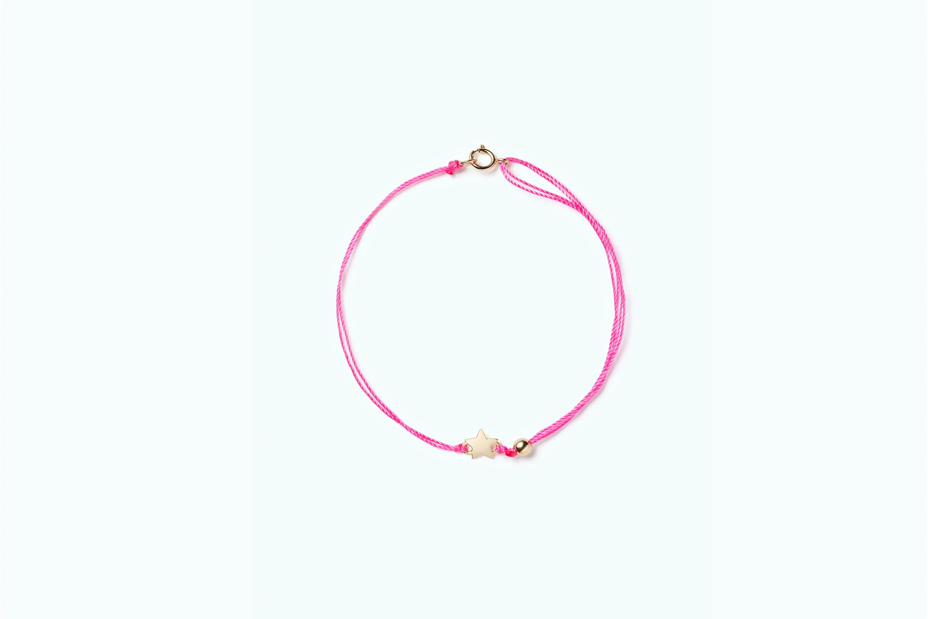 Vitamin Gold Cord Anklet Neon Pink Star (14K)