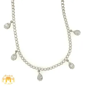 VVS/vs high clarity diamonds set in a 18k White Gold Adjustable Length Charm Anklet / Choker Necklace (VVS diamonds, Tear drop Charms)