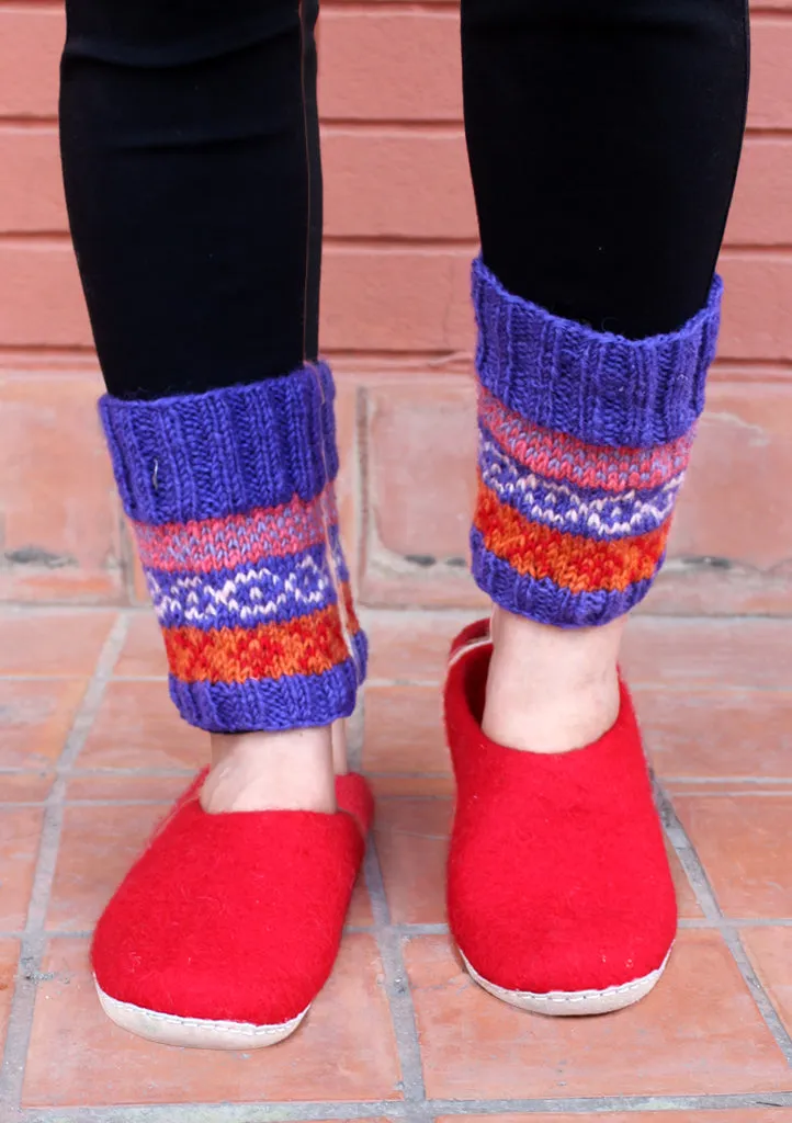 Warm and Soft Dark Blue Multicolor Legwarmers