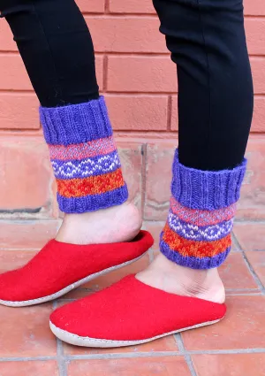 Warm and Soft Dark Blue Multicolor Legwarmers