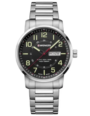 Wenger Mens Attitude Stainless Steel Military Time - Bracelet - Day/Date Window