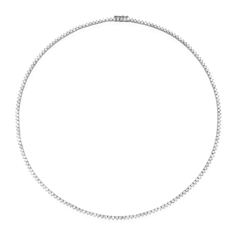 White Gold 3-Prong Diamond Tennis Necklace