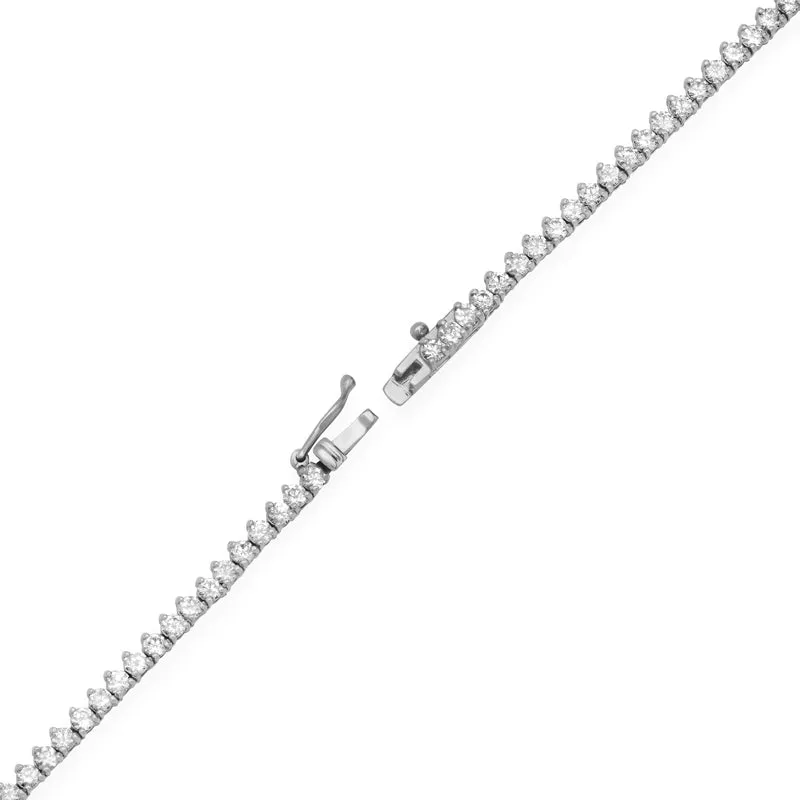 White Gold 3-Prong Diamond Tennis Necklace