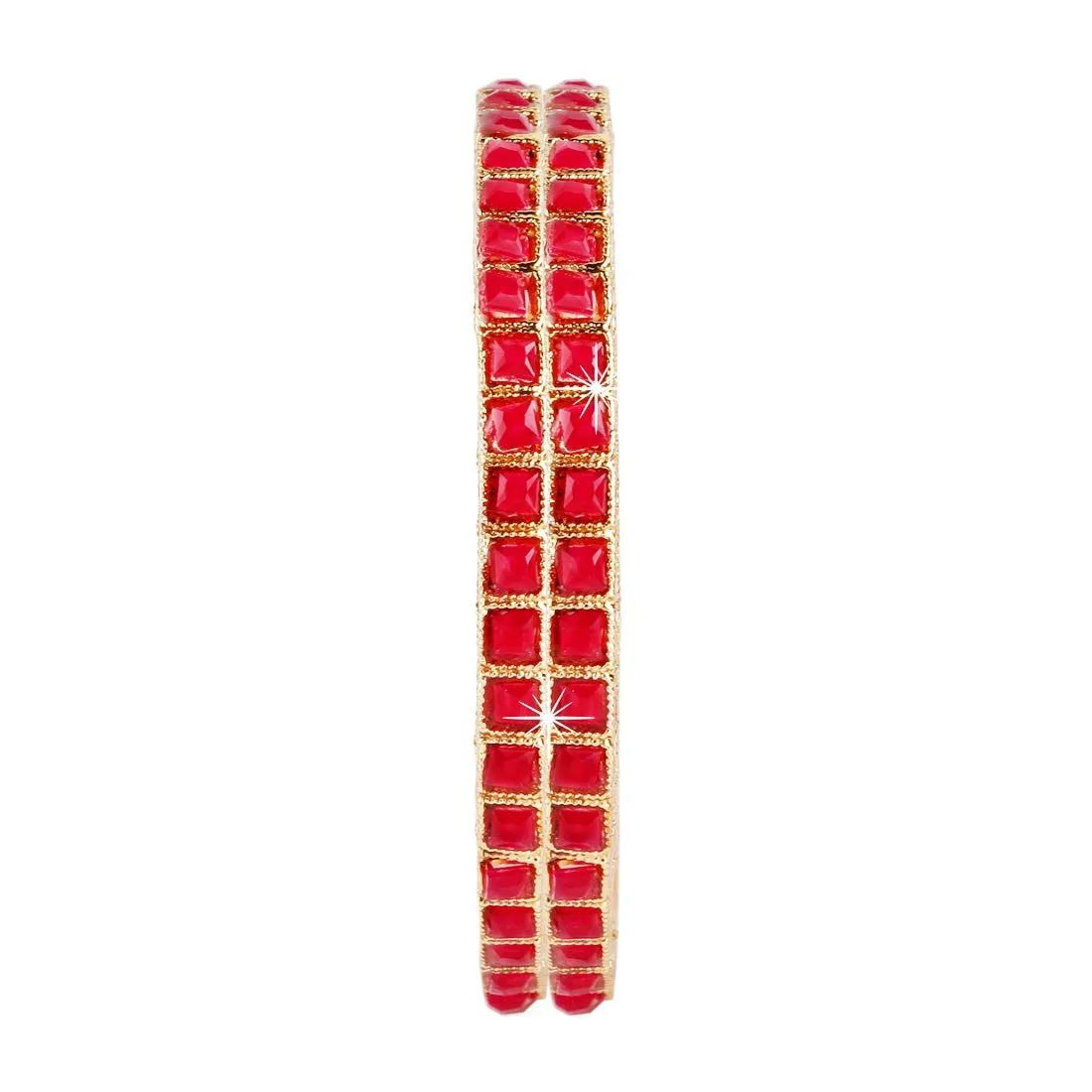 Yellow Chimes Exclusive Ruby Studded 2 PC Gold Plated Traditional Bangles Set for Women and Girls