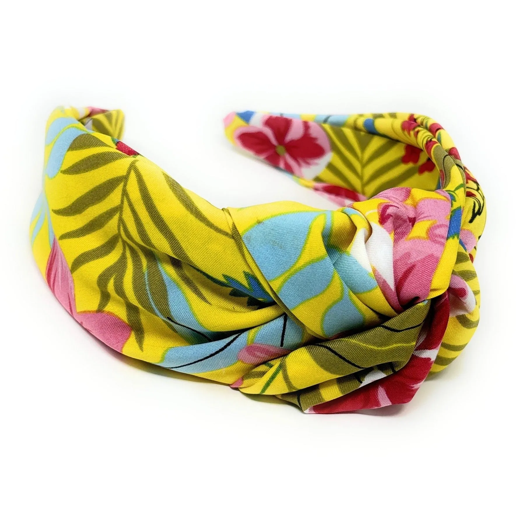 Yellow Floral Wide Knotted Headband