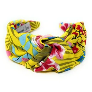 Yellow Floral Wide Knotted Headband